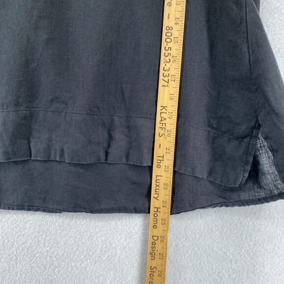 LINEN Blouse Womens M Swing Tank Top Round Neck Sleeveless Black - Picture 10 of 11